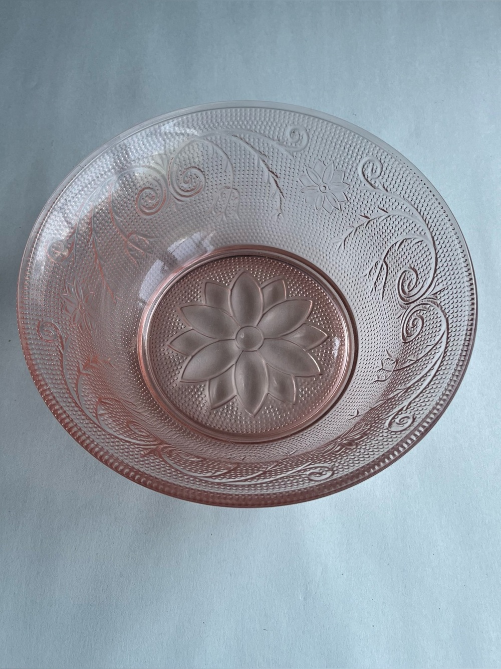 Vintage Tiara Indiana Glass Pink Sandwich Pattern Bowl 6.75”